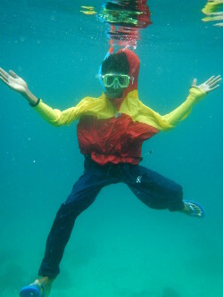 snorkeling fully clothed for sun protection